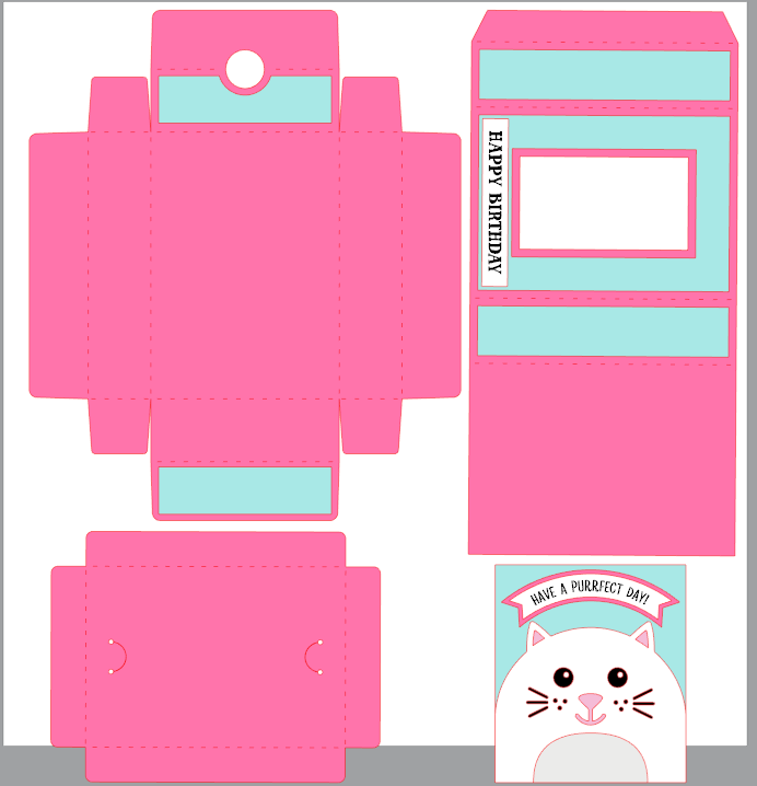 Purrfect Birthday Cat Pop Up Gift Card Box - Kit